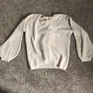 Pink opened back, lace up sweater